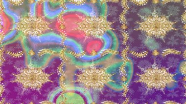 Klasik klasik klasik arka plan. Klasik Raster altın desenini çiz. Tarafsız renklerde altın elementlerle çizim. Geleneksel oryantasyon süsü.