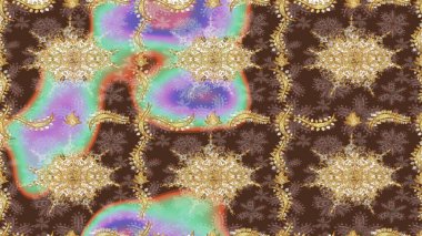 Kış kar dokusu duvar kağıdı. Sembol bayramı, yeni yıl kutlamaları, altın desenler. Kahverengi renkte altın kar taneleri. Noel Altın Kar Tanesi çizim kalıbı.