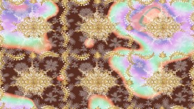 Geleneksel oryantasyon süsü. Altın elementlerle nötr renklerde altın desen. Klasik Raster altın desenini çiz. Klasik vintage arkaplan.