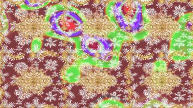 Antika altın tekrarlanabilir duvar kağıdı. Tarafsız renklerde altın element. Damask çizimi tekrarlanıyor. Barok tarzında altın çiçekli süs..