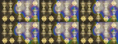 Sihirli gri, kahverengi ve yeşil tatil soyut arka plan yıldız ve düşen kar taneleri. Noel grisi, kahverengi ve yeşiller. Raster illüstrasyonu.