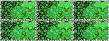 Yeşil renkte çiçeklerle süslenmiş kusursuz çiçek deseni. Suluboya tarzında yeşil renkte çiçekler.