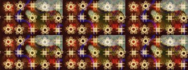 Kahverengi, bej ve gri kar taneleri. Raster illüstrasyonu. Noel ve yeni yıl moda baskıları için tatil tasarımı. Kar tanelerinin soyut arkaplanlı Noel deseni.