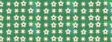 Çiçek desenli çizim. Raster illüstrasyonu. Asya tekstil tarzında. Yeşil renkli çiçekler. Raster illüstrasyonu.