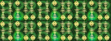 Soyut kış yeşili, sarı ve mavi süs. Raster illüstrasyonu. Renkli arka planda izole tatlı kar taneleri. Güzel kar tanesi. Yuvarlak raster kar tanesi.