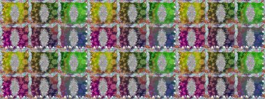 Yeşil renkli çiçekler. Raster illüstrasyonu. Raster illüstrasyonu. Asya tekstil tarzında. Kusursuz çiçek deseni.