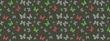 Robot resim. Şirin kelebek yeşil raster desenli. Giysi tasarımı için dekor.