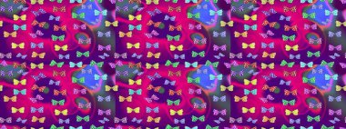 Mor renkli sevimli kelebek çizimi deseni. Tekstil, duvar kâğıtları, web sayfası arkaplanları ve yüzey dokuları için mükemmel. Raster illüstrasyonu. Tropikal temada kelebek çiçek deseni.