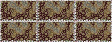 Tekstil, kumaş, kapaklar, duvar kağıtları, baskı, naylon, yapıştırma, örgü, dekupaj için çiçeksiz arkaplan. Küçük kahverengi çiçeklerdeki oldukça eski bir besin torbası deseni.