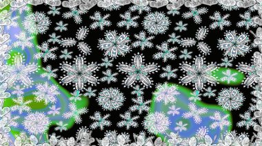 Kusursuz desenli, parlak çiçekli halı siyah renkli bitkiler..