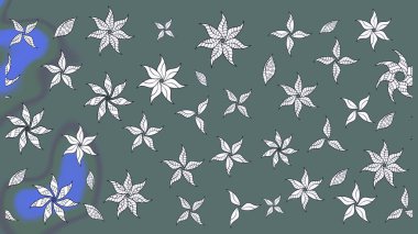 Tarafsız renklerde çiçekler. Raster illüstrasyonu. Asya tekstil tarzında. Çiçek desenli çizim. Raster illüstrasyonu.