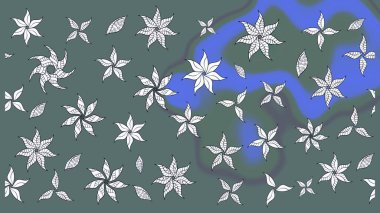 Çiçekler, dallar, bitkiler ve çiçekler. Raster illüstrasyonu. Güzel kumaş deseni. El çizimi.