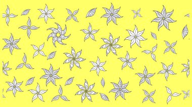 Sabıka fotoğraflarında, bebek kıyafetlerinde, duvar kâğıtlarında, paket kutularında falan kullanılabilir. Zarif, parlak ve sarı çiçek desenli bir taslak. Raster..