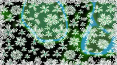 Düz Çiçek Elementleri Tasarımı. Renkli Yaz Temalı Kusursuz Arkaplan. Yeşil renkli çiçekler. Raster illüstrasyonunda trendsiz çiçek deseni.