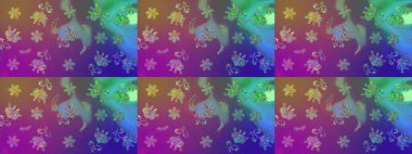 Zentangle soyut çiçekleri. Renkli Bahar Teması eskiz kalıbı. Raster illüstrasyonu. Güzel kumaş deseni. Düz Çiçek Elementleri Tasarımı. Çiçek tozu..