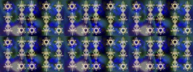 Kar taneleri arka planda. Arkaplanda soyut kar taneleri olan düz tasarım. Kar taneleri deseni. Raster illüstrasyonu. Kar tanesi süslemeli desen.