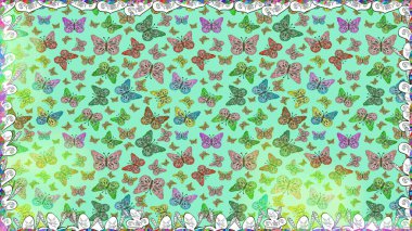 Duvar kağıdı için böcek dokusunun tekrarı. Raster illüstrasyonu. Bahar Kelebeği teması. Mavi lekeli, pürüzsüz kelebek kumaşı..