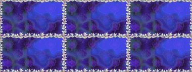 Kusursuz çiçek deseni. Düz Çiçek Elementleri Tasarımı. Renkli Bahar Temalı Kusursuz Arkaplan. Raster illüstrasyonu. Asya tekstil tarzında. Mor renkte çiçekler.