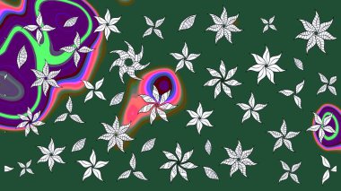 Yapraklı çizim şekli. Şirin, zarif çiçekler Raster illüstrasyonu. Davetiye ve kartpostal tasarımı için dekoratif çiçek unsurları. Poster ya da kapak için arka plan. Tekstil için figür.