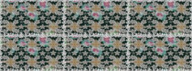 Raster illüstrasyonu. Kusursuz çiçek deseni. Raster illüstrasyonu. Asya tekstil tarzında. Gri renkli çiçekler.