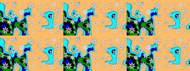 Raster çiçek desenleri çiziyor. Vadinin bej renkli çiçekleri.