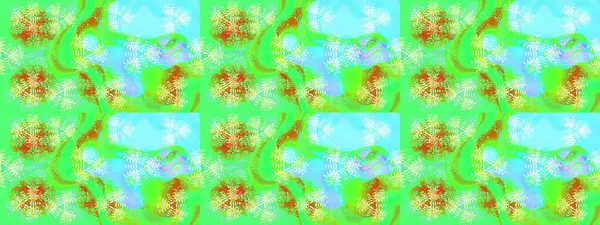 Yeşil, mavi ve nötr kar taneleri. Kar tanelerinin soyut arkaplanlı Noel şablonu. Noel ve yeni yıl moda baskıları için tatil tasarımı. Raster illüstrasyonu.