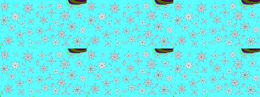 Raster Çiçek İllüstrasyonu güzel tekstil. Mavi renkli etnik çiçeklerle zarif eskiz deseni.