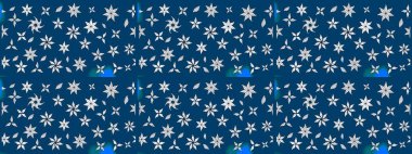 Zarif, parlak ve mavi çiçek desenli tasarım. Raster. Sabıka baskıları, bebek kıyafetleri, duvar kâğıtları, paket kutuları vb..