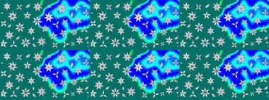 Raster illüstrasyonu. Kıvırcık, parlak örgü. Çiçek çelengi. Güzel, parlak, pürüzsüz kumaş, tuval. Eski moda arka plan. Desen, çizim, çiçek sınırı..