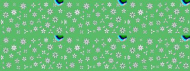 Yeşil renkte güzel bir tekstil. Suluboya çiçekli çiçek deseni. Raster illüstrasyonu.