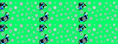 Raster suluboya çiçek deseni, narin çiçekler, yeşil çiçekler, tebrik kartı şablonu. Güzel kumaş deseni.