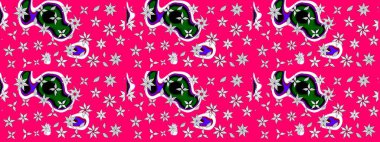 Renkli Bahar Teması eskiz kalıbı. Mor renkte çiçekler. Güzel çiçek deseni. Düz Çiçek Elementleri Tasarımı.