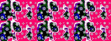 Mor renkte çiçekler. Çiçek süslemeli çizim deseni. Raster illüstrasyonu.