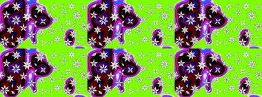 Düz Çiçek Elementleri Tasarımı. Yeşil renkli çiçekler. Renkli Bahar Teması eskiz kalıbı. Güzel çiçek deseni..