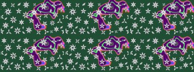 Raster Moda kumaş deseni. Çizgi çizimi kalıbı. Şirin çiçekler..