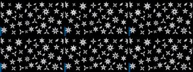 Küçük çiçekli basit bir çiçek çizimi. Raster illüstrasyonu. Moda baskısı, albüm, ambalaj kağıdı ve duvar kağıdı için zarif dekoratif süslemeler. Siyah renkte şirin çiçekler..