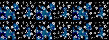 Çiçeksel çizim kalıbının yansıması. Vadinin çiçekleri siyah renklerde.