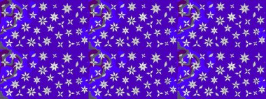 Bahar çiçekleri dallı desen, mor renkler ve çiçek silueti. Raster deseni.