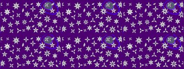 Elle boyanmış suluboya resim çizimleri, çiçekler ve bitkiler. Mor renkte çiçekler.