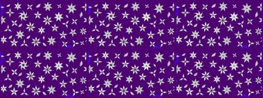 Raster illüstrasyonundaki çiçek desenli çizim. Mor renkte çiçekler.