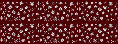 Raster deseni. Bahar çiçekleri dallı desen, kırmızı renkler çiçekli siluet.