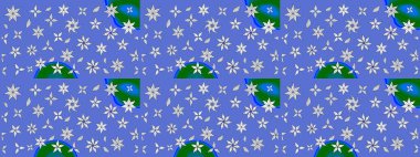 Şirin çiçek elementleri. Mavi renkli çiçekler. Raster illüstrasyonu. Çizim.