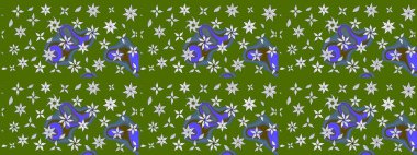 Renkli Bahar Teması eskiz kalıbı. Yeşil renkli çiçekler. Raster illüstrasyonu. Düz Çiçek Elementleri Tasarımı. Çiçekli çiçek deseni, suluboya..