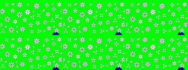 Raster deseni. Bahar çiçekleri dallı desen, yeşil renkler çiçekli siluet.