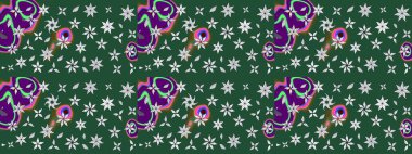 Yumuşak, yaz çiçekli arka plan. Çiçekli karalama şeklinde Raster çiçek deseni. Yeşil renkte çiçekler.