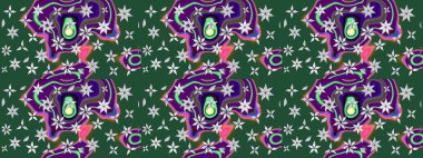 Raster. Düz Çiçek Elementleri Tasarımı. Renkli Bahar Teması çizim şablonu.