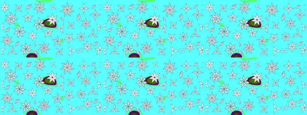 Raster Güzel kumaş deseni. Raster suluboya deseni, narin çiçekler, mavi çiçekler, tebrik kartı şablonu..