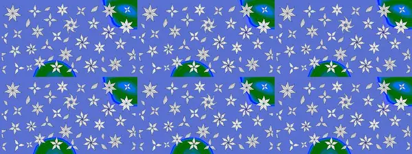 Şirin çiçek elementleri. Mavi renkli çiçekler. Raster illüstrasyonu. Çizim.