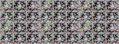 Güzel kumaş deseni. Raster suluboya deseni, narin çiçekler, gri çiçekler, tebrik kartı şablonu..