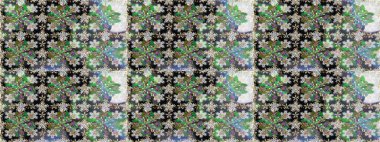 Raster illüstrasyonu. Renkli Bahar Temalı Kusursuz Arkaplan. Düz Çiçek Elementleri Tasarımı. Çiçek deseni. Kusursuz Chichi kumaş deseni..